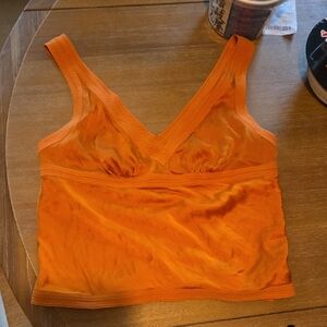 Express Bold Orange V-Neck Top
